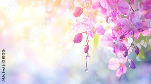 Hanging Magenta Ludisia Orchid in Bloom photo