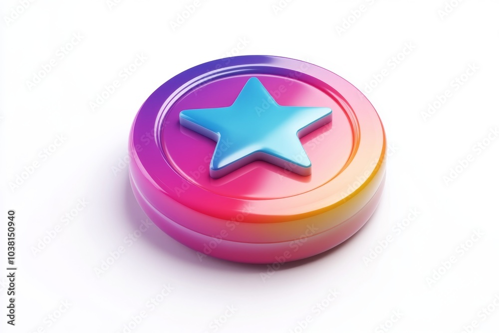 3D Rendered Colorful Star Icon with Gradient Background 3D Rendered Colorful Star Icon with Gradient Background