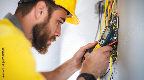 Electrician Testing Electrical Systems with Multimeter