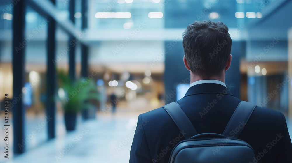 Skilled Worker Arriving at Commercial Building Reception Skilled Worker Arriving at Commercial Building Reception