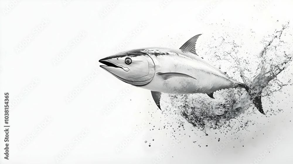 Fototapeta premium Tuna Fish Jumping Out of Water with Splash.