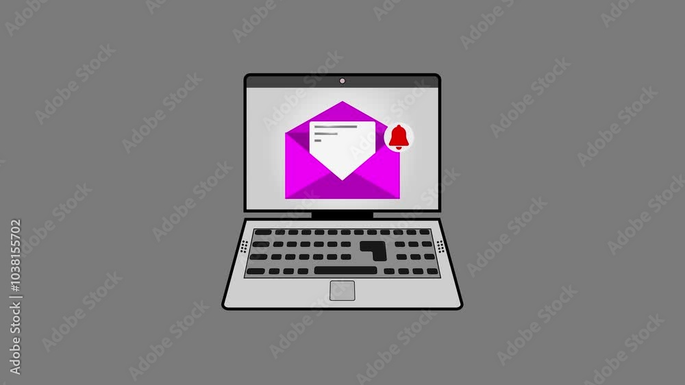 Animated Laptop with Incoming Message Notification Icon – Dynamic Motion Graphic for Digital Alerts.