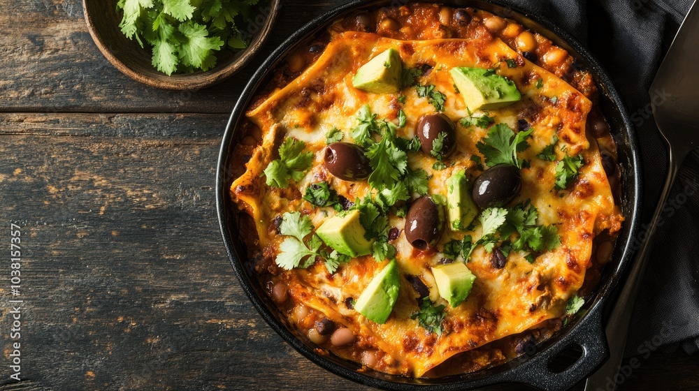 Fresh Healthy Chicken Lasagna Dish on Wooden Table Fresh Healthy Chicken Lasagna Dish on Wooden Table