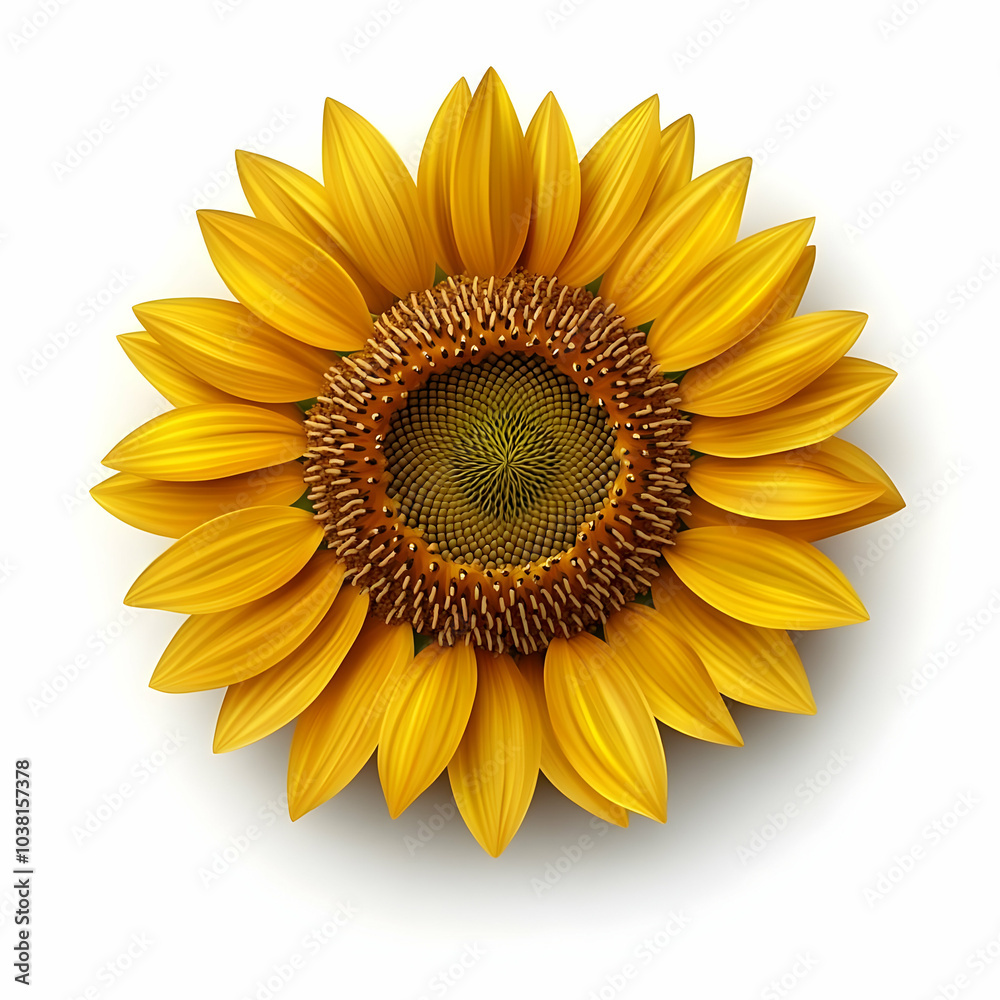 Fototapeta premium Yellow Sunflower Isolated on White Background.