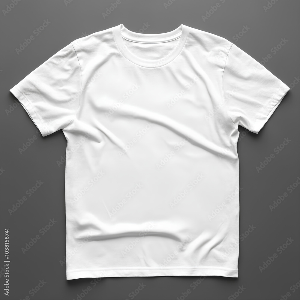 A white, blank t-shirt on a gray background, ready for design. A white, blank t-shirt on a gray background, ready for design.