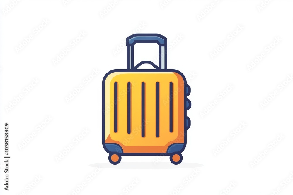 Yellow Suitcase with Wheels Travel Icon Illustration Yellow Suitcase with Wheels Travel Icon Illustration