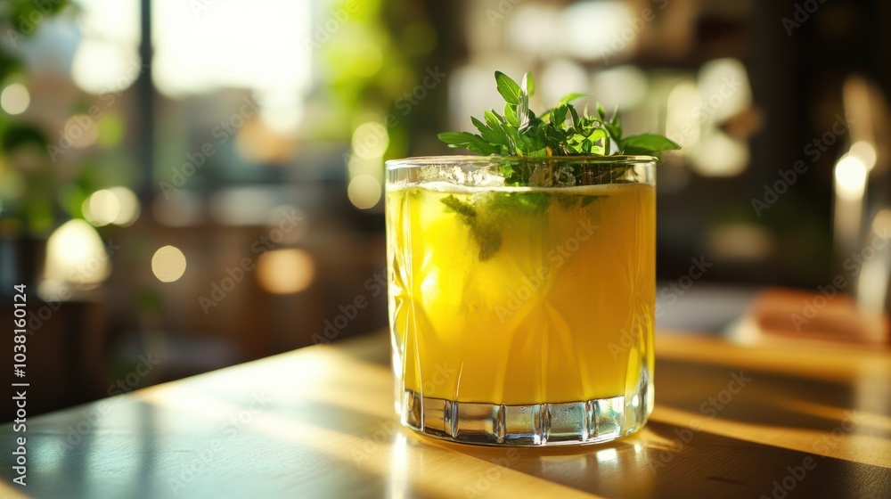 A crisp Full HD image of a refreshing vegetable juice served in a glass, garnished with herbs, set on a bright table in a wellness center, highlighting the importance of hydration. A crisp Full HD image of a refreshing vegetable juice served in a glass, garnished with herbs, set on a bright table in a wellness center, highlighting the importance of hydration.