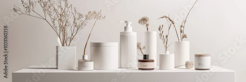 Minimalist skincare cosmetics product display mockup background