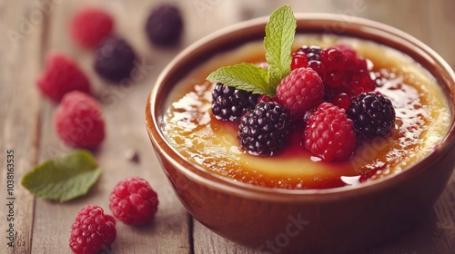 Creamy Crème Brûlée with Ripe Berries