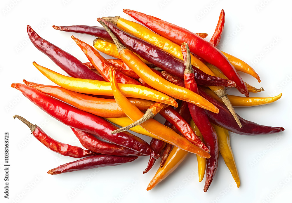 Red, Orange, and Yellow Chili Peppers. Red, Orange, and Yellow Chili Peppers.