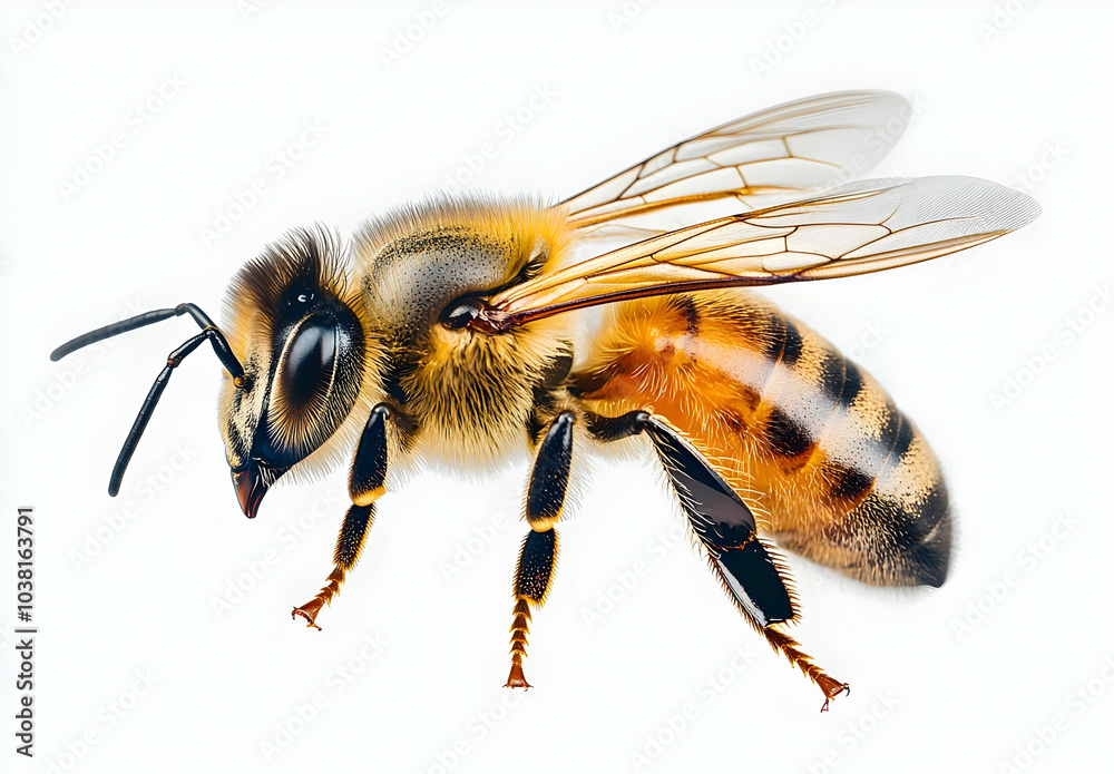 Close Up of Honey Bee in Flight. Close Up of Honey Bee in Flight.