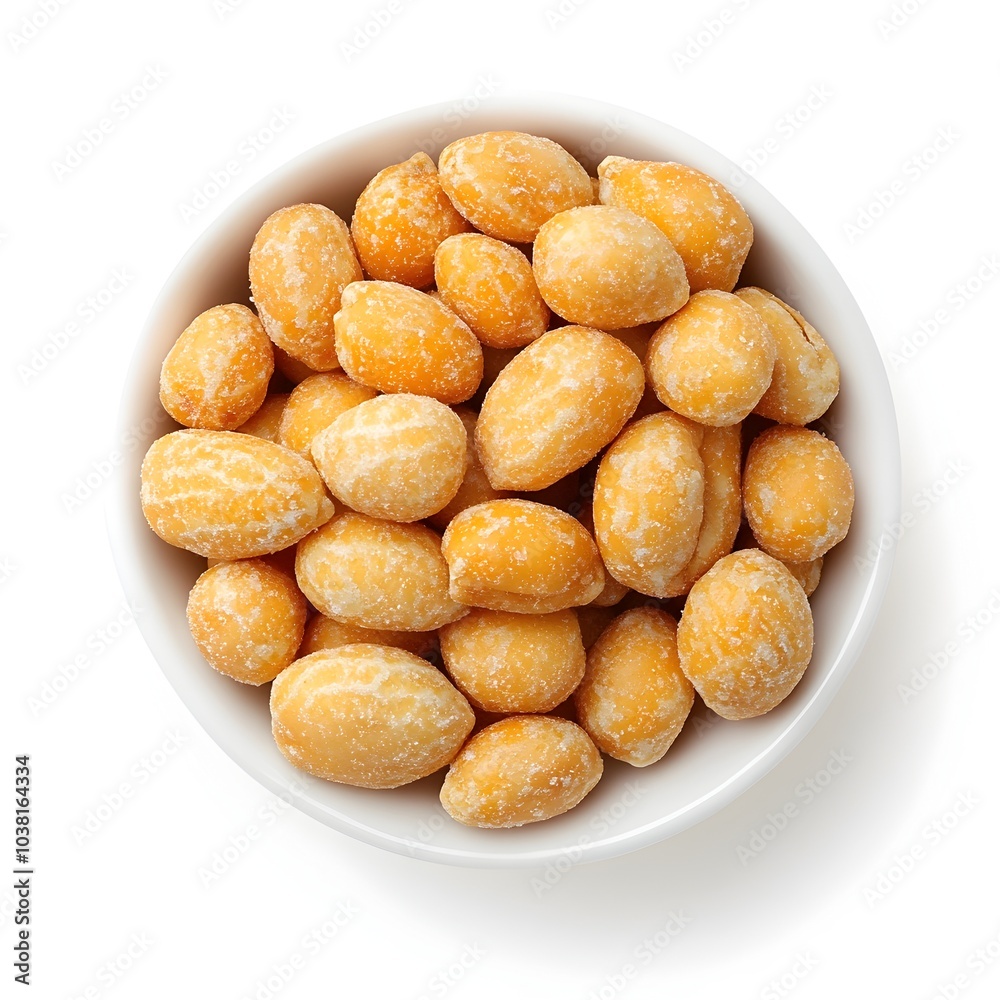 Closeup Shot of Crunchy Coated Peanuts Snack on White Background Closeup Shot of Crunchy Coated Peanuts Snack on White Background