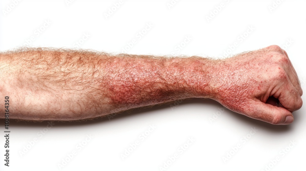 Close-Up of Arm with Skin Condition Showing Redness and Inflammation Close-Up of Arm with Skin Condition Showing Redness and Inflammation