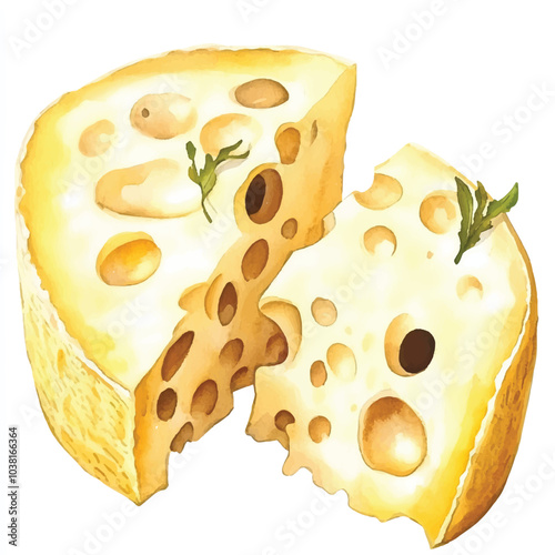 Cheese Harmonica watercolor clipart illustration