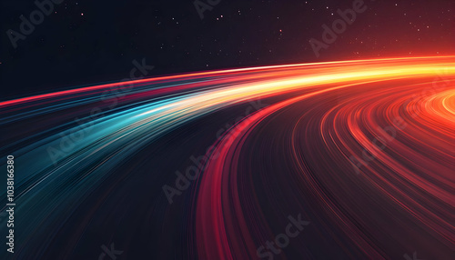 Abstract Light Trails in Space.