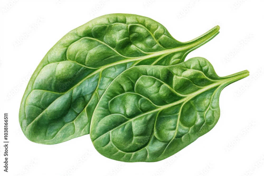 Obraz premium Fresh Green Spinach Leaves Isolated on White Background