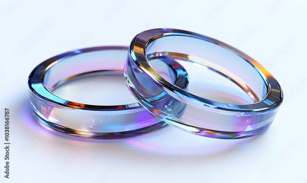 Iridescent Glass Rings.