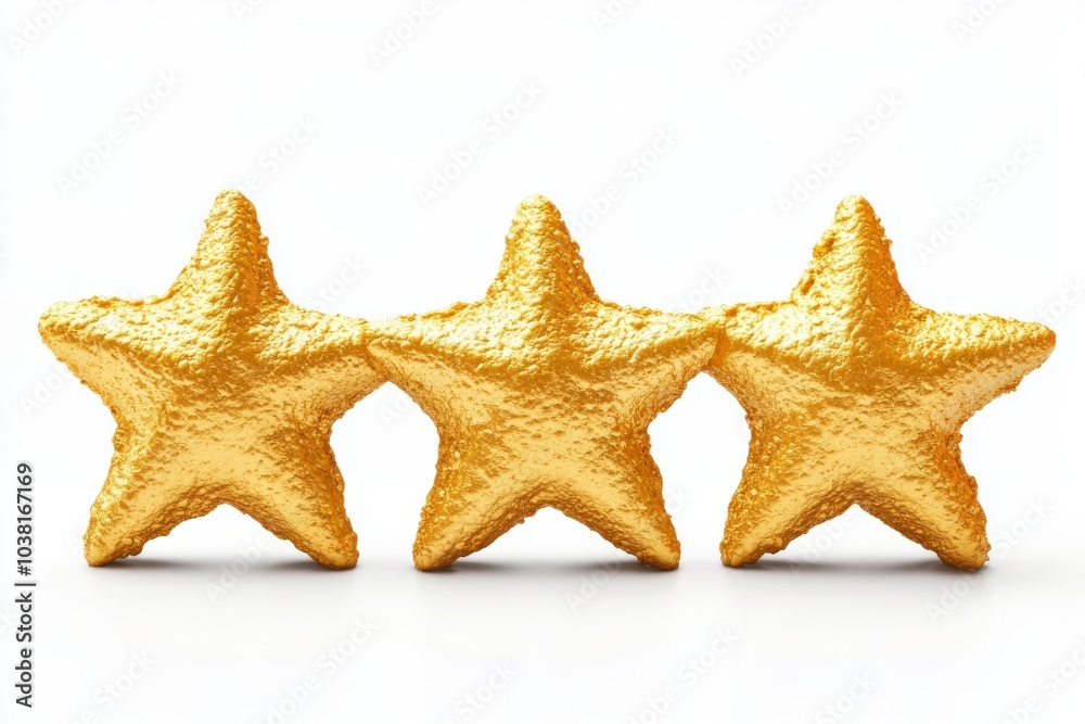 Three Golden Stars Rating Success Achievement Excellence Three Golden Stars Rating Success Achievement Excellence