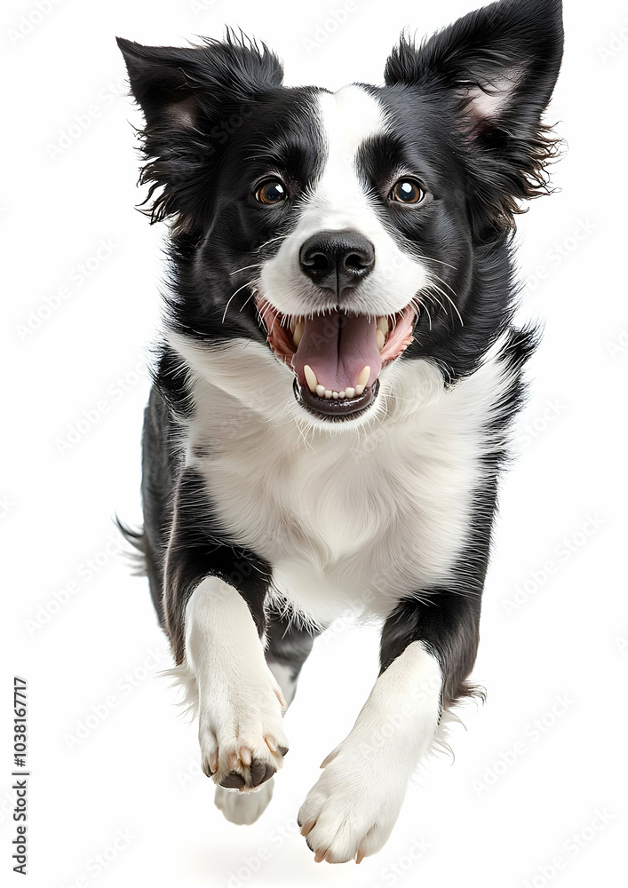 Happy Border Collie Running Towards Camera. Happy Border Collie Running Towards Camera.