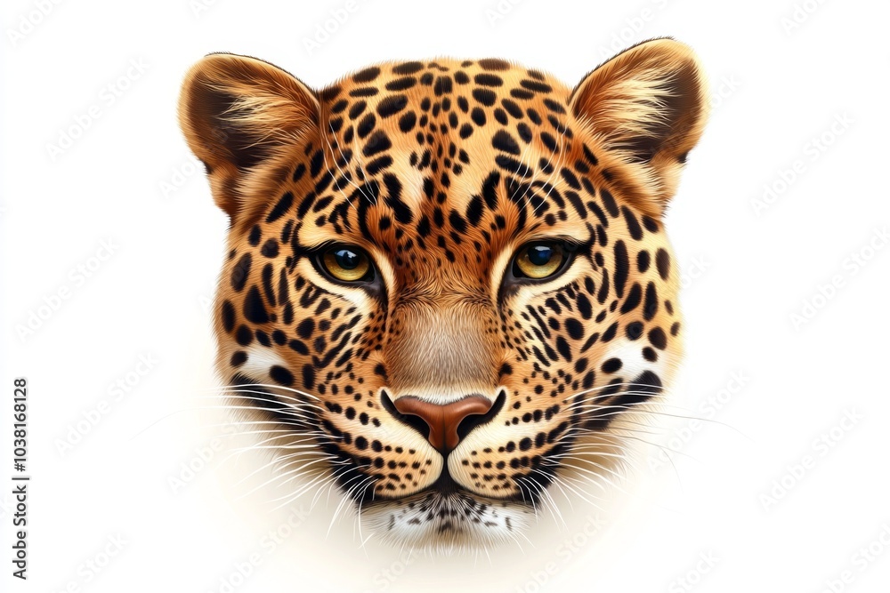 Obraz premium Close Up Leopard Portrait with White Background