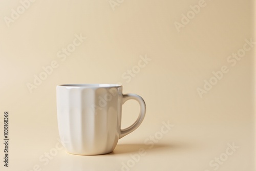 Minimalist Ceramic Coffee Cup on Pastel Background