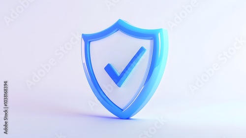 Free Download cartoon 3d Icon safety shield check mark perspective . Blue symbol security safety icon. Checkmark in minimalistic style. 3d vector illustration. white background - GFXLoad