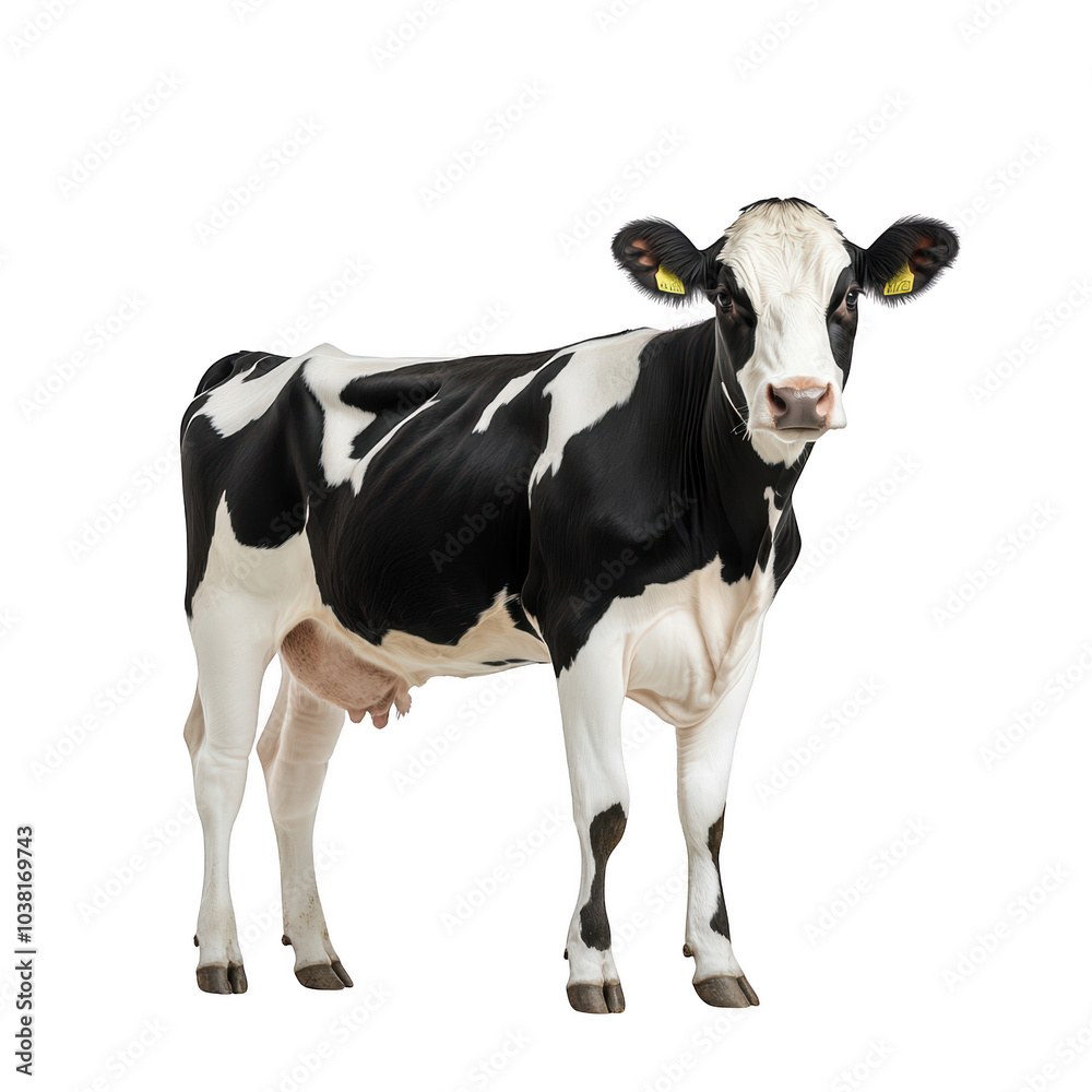 Black and white cow on white isolated background. Black and white cow on white isolated background.