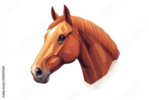 Low Poly Horse Head Illustration Brown White Animal Portrait Equine Art Vector Graphi