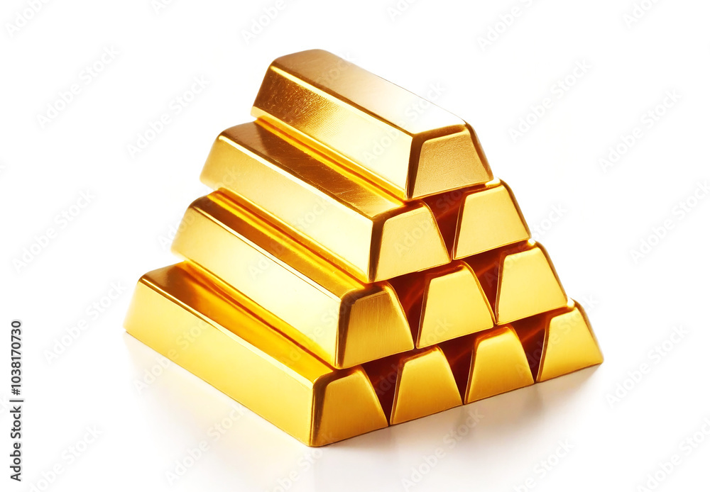 Stack of 3D Gold Bars Isolated on White Background Stack of 3D Gold Bars Isolated on White Background