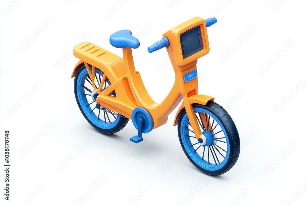 Obraz premium 3D Rendered Orange and Blue Kids Bike with Screen