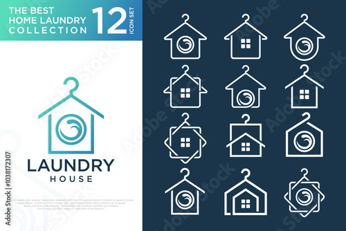 clean laundry logo design . set of logos for laundry service . Vector illustration