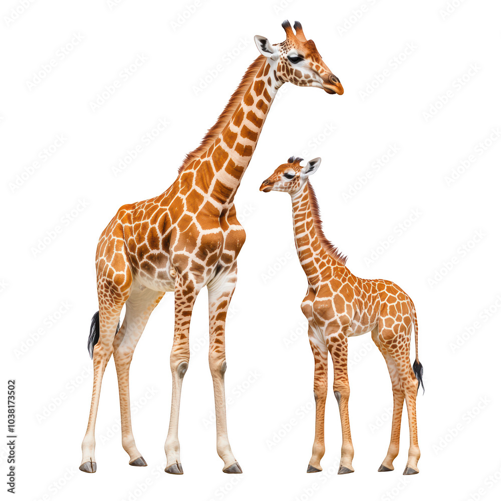 Obraz premium Giraffes on white isolate background