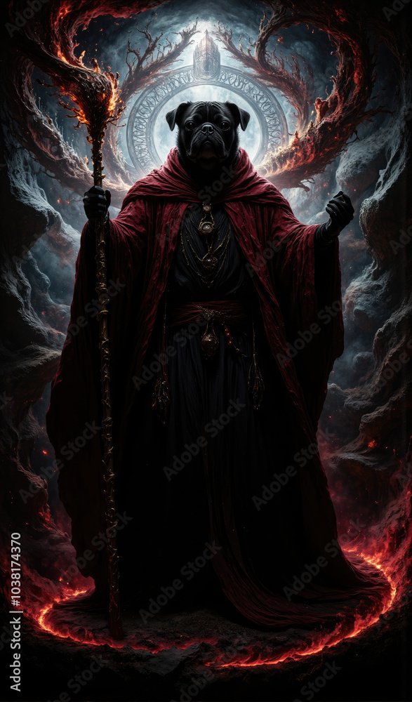 Naklejka premium The Red Wizard Pug