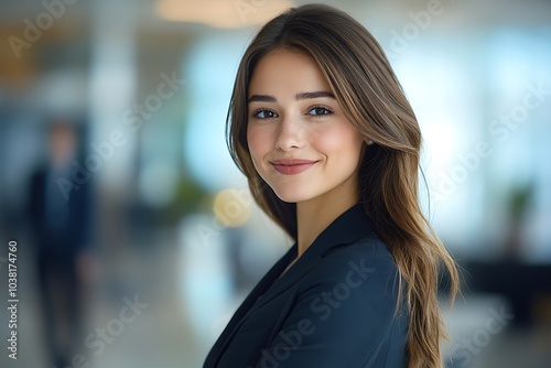 Beautiful Business Woman Portrait with Blurred Background