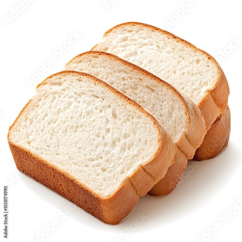 Freshly Baked Homemade Bread Slices Isolated on White Background