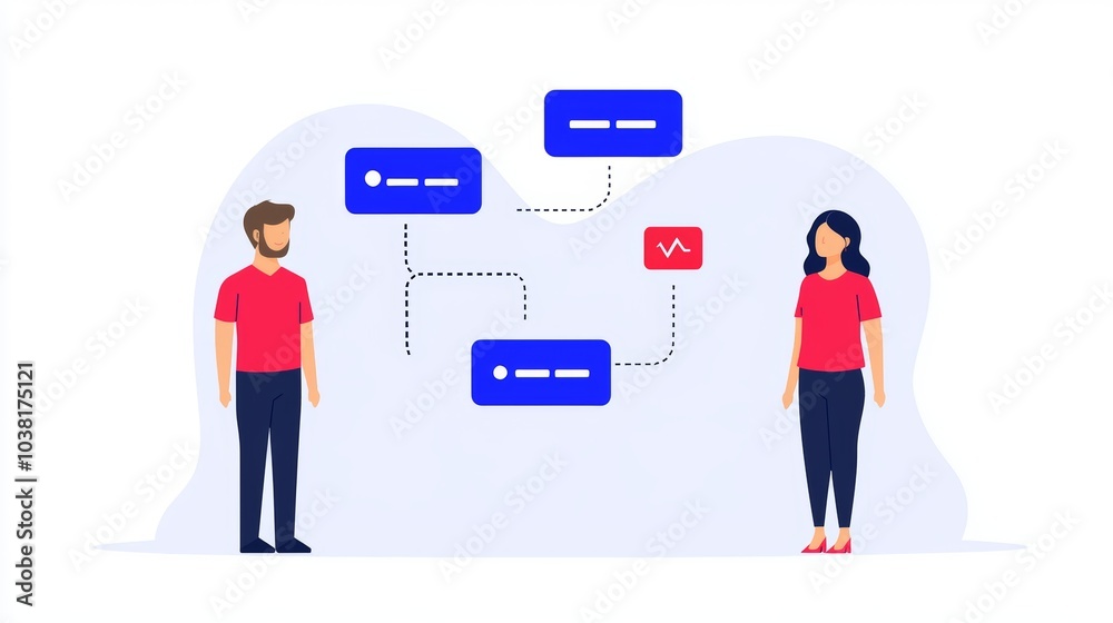 Illustration of Customer Journey Concept with Two People and Flowchart Elements in Modern Flat Design Illustration of Customer Journey Concept with Two People and Flowchart Elements in Modern Flat Design