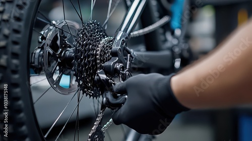 Wallpaper Mural Skilled Male Bicycle Mechanic Fine-Tuning Mountain Bike Gears in a Cozy Repair Shop Setting Torontodigital.ca
