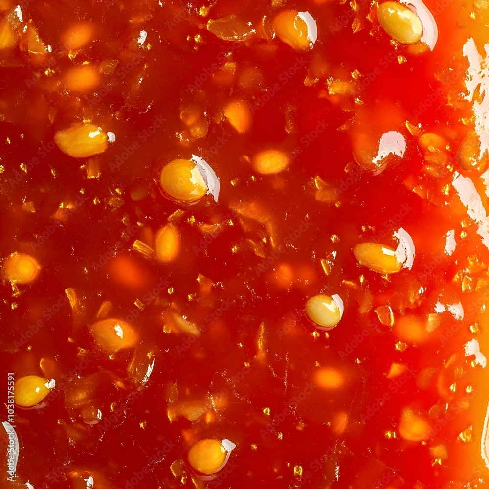 Vibrant Red Sweet Chili Sauce Background with Spicy Texture and Flavor Vibrant Red Sweet Chili Sauce Background with Spicy Texture and Flavor