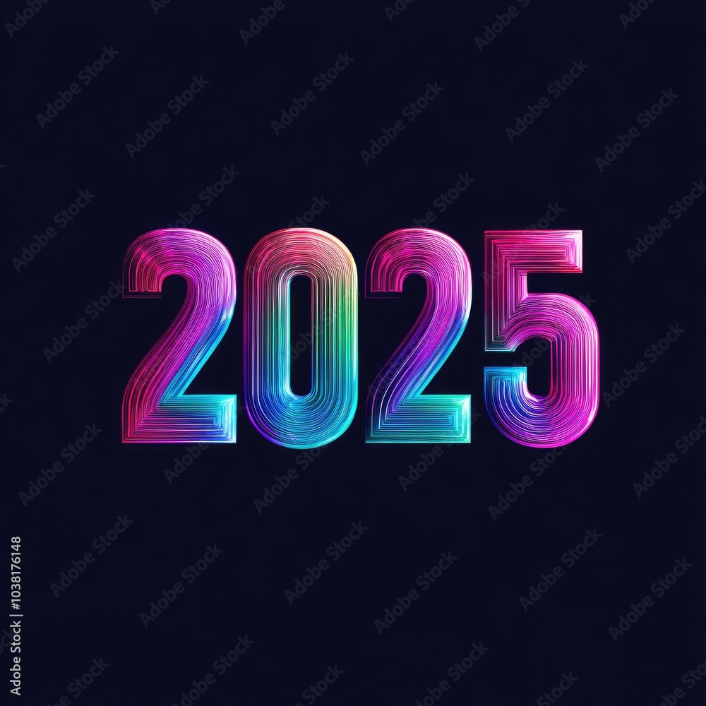 The image showcases the year 2025 in neon like digits, The image showcases the year 2025 in neon like digits,