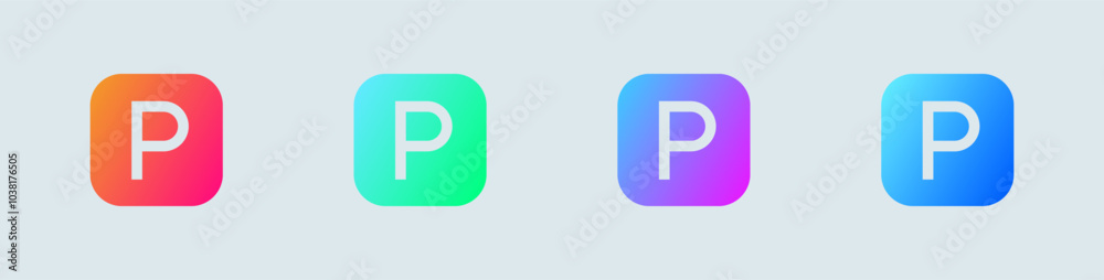 Parking solid icon in gradient colors. Automobile signs vector illustration. Parking solid icon in gradient colors. Automobile signs vector illustration.