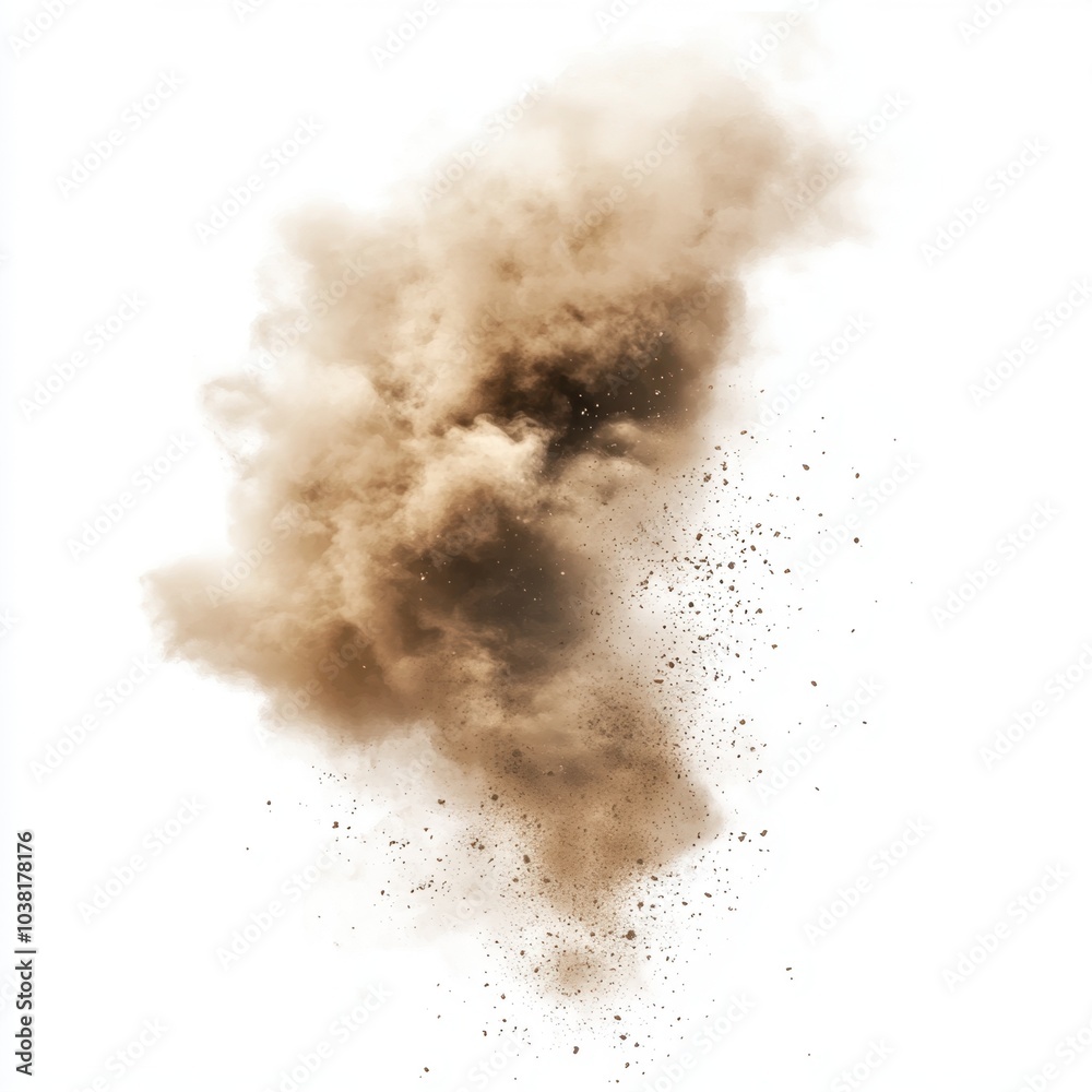 Dust sand cloud dirt air smog illustration isolated on white background in center