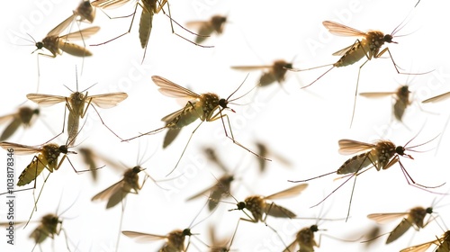 Isolated flying mosquitoes