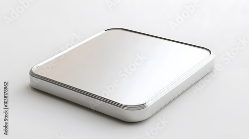 Blank Mobile application icon, button - Silver square with round corners. 3d rendering, white background