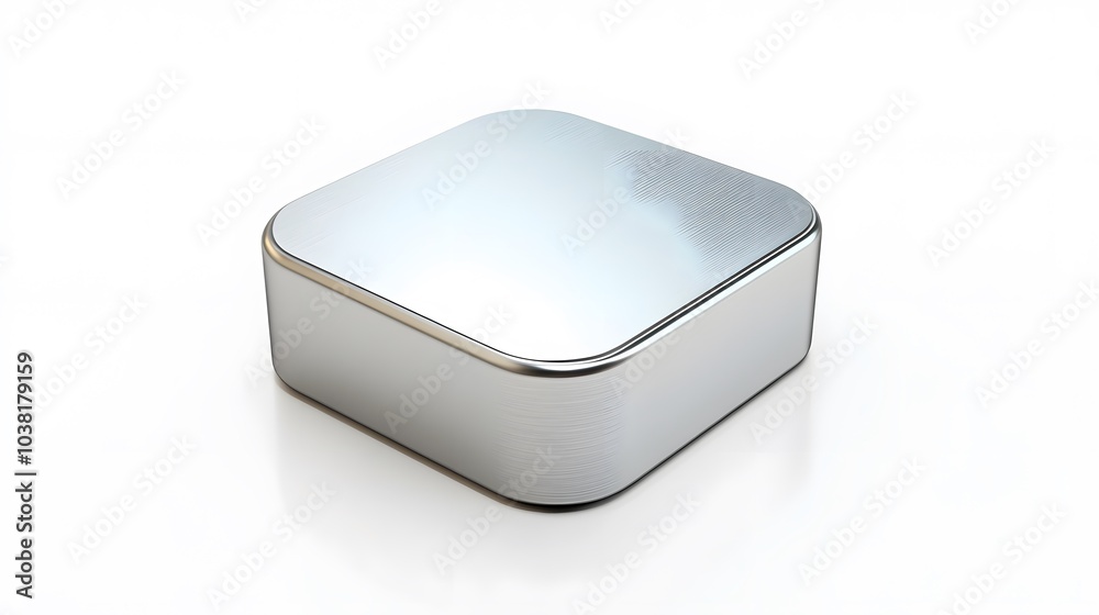 Blank Mobile application icon, button - Silver square with round corners. 3d rendering, white background Blank Mobile application icon, button - Silver square with round corners. 3d rendering, white background