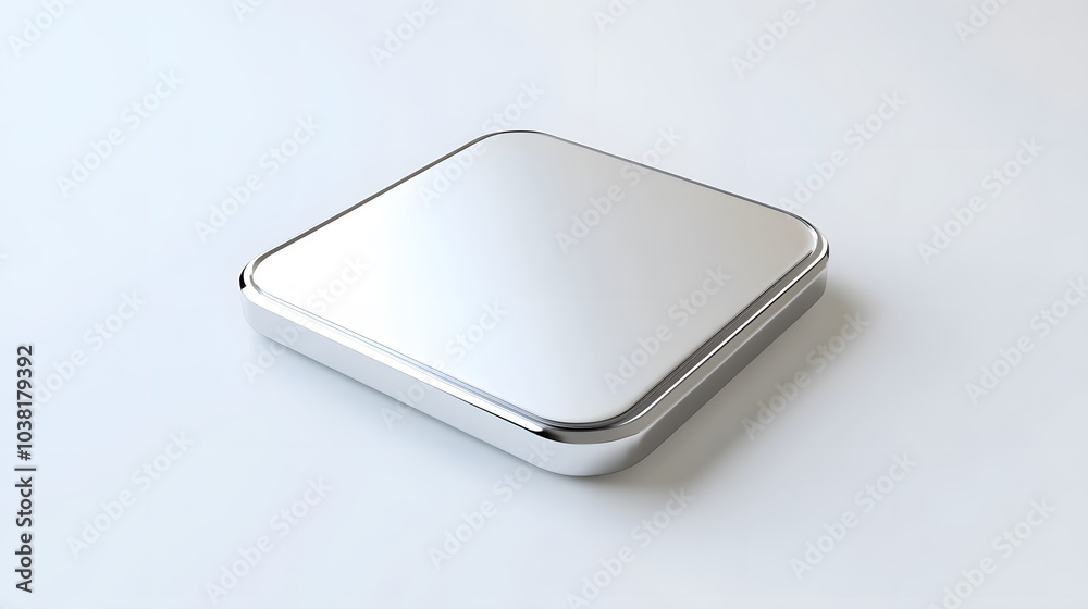 Blank Mobile application icon, button - Silver square with round corners. 3d rendering, white background Blank Mobile application icon, button - Silver square with round corners. 3d rendering, white background
