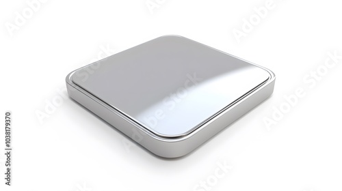 Blank Mobile application icon, button - Silver square with round corners. 3d rendering, white background