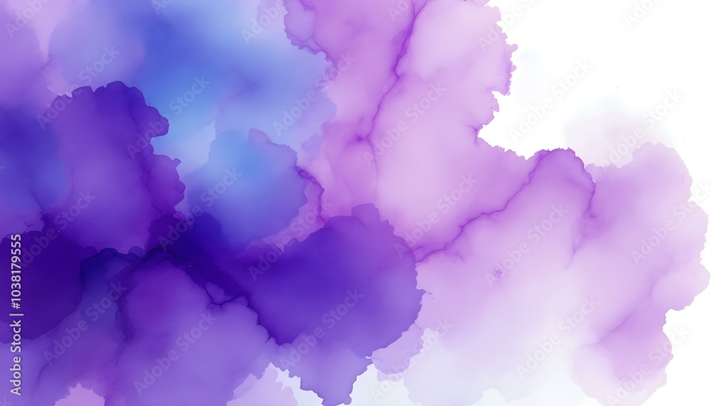 Obraz premium Fantasy smooth light pink, purple shades, and blue watercolor paper textured illustration for grunge design. Color dust splash cloud on white background. Launched colorful particles on background.