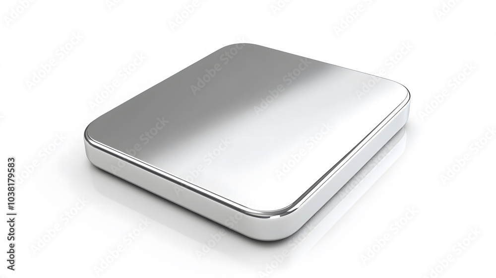 Blank Mobile application icon, button - Silver square with round corners. 3d rendering, white background Blank Mobile application icon, button - Silver square with round corners. 3d rendering, white background