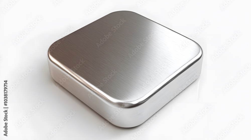 Blank Mobile application icon, button - Silver square with round corners. 3d rendering, white background Blank Mobile application icon, button - Silver square with round corners. 3d rendering, white background
