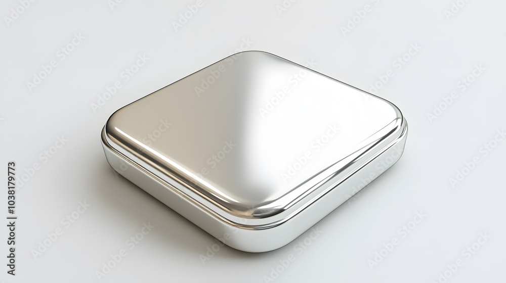 Blank Mobile application icon, button - Silver square with round corners. 3d rendering, white background Blank Mobile application icon, button - Silver square with round corners. 3d rendering, white background